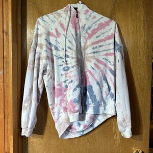 Girls Tie Dye Pink Blue White Zip Up Hooded Jacket Aeropostale Large